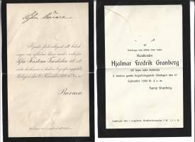 Hautajaiskutsu  1892 ja 1908 yht 2 kpl erä