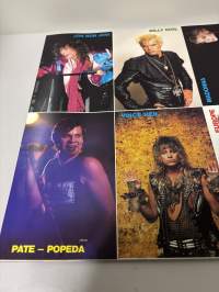 Mega Star julistelehti 1987 no 2 Sisältää julisteita 14 kpl + postikortit takasivulla. Maailman upein Hevi/Glam-albumi. Katso kuvat