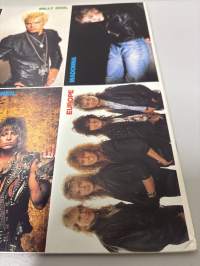 Mega Star julistelehti 1987 no 2 Sisältää julisteita 14 kpl + postikortit takasivulla. Maailman upein Hevi/Glam-albumi. Katso kuvat