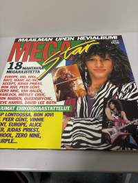 Mega Star julistelehti 1986 no 1 Sisältää julisteita 18 kpl + postikortit takasivulla. Maailman upein Hevialbumi. Katso kuvat