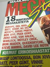 Mega Star julistelehti 1986 no 1 Sisältää julisteita 18 kpl + postikortit takasivulla. Maailman upein Hevialbumi. Katso kuvat