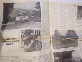 Vauhdin maailma 1967 nr 8, sis. mm. seur. artikkelit / kuvat / mainokset; Jätkä mä meen ensin, Saammeko esitellä Jussi Lagerblom autourheilun Aladin, III