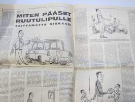 Vauhdin maailma 1967 nr 8, sis. mm. seur. artikkelit / kuvat / mainokset; Jätkä mä meen ensin, Saammeko esitellä Jussi Lagerblom autourheilun Aladin, III