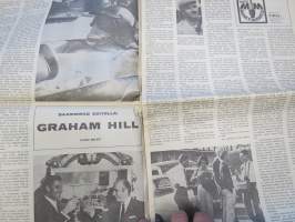 Vauhdin Maailma 1968 nr 10 sis. mm. Taas kerran Keimolass ajettiin 350ccSuomen mestaruudesta, Saammeko esitellä Graham Hill, Formula V, Suomen Grand Prix