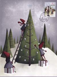 Filatelia - Ahvenanmaa - FDC -  Joulumerkkejä: Ensipäiväleimatut, postimaksu maksettu -kortilla (6 kpl)