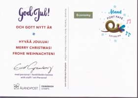 Filatelia - Ahvenanmaa - FDC -  Joulumerkkejä: Ensipäiväleimatut, postimaksu maksettu -kortilla (6 kpl)