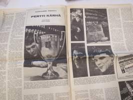 Vauhdin Maailma 1968 nr 4 sis. mm. seur. artikkelit / kuvat / mainokset; Esittelyssä Patricia Moss-Carlsson, III Napapiirin Tunturiralli, Parooni Huschke von