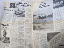 Vauhdin Maailma 1968 nr 4 sis. mm. seur. artikkelit / kuvat / mainokset; Esittelyssä Patricia Moss-Carlsson, III Napapiirin Tunturiralli, Parooni Huschke von