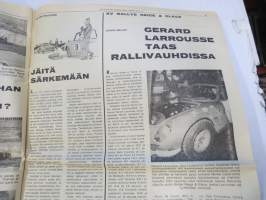 Vauhdin Maailma 1968 nr 4 sis. mm. seur. artikkelit / kuvat / mainokset; Esittelyssä Patricia Moss-Carlsson, III Napapiirin Tunturiralli, Parooni Huschke von