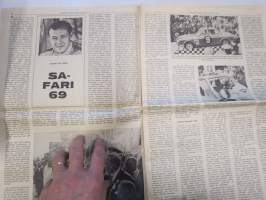 Vauhdin Maailma 1969 nr 5 -mm. Saammeko esitellä Mike Hailwood, Vesipostia Artukaisista formula "viisitonninen" isojen poikien uusi lelu, Safari 69 Rauno Aaltonen,