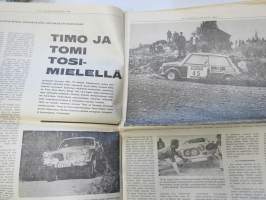 Vauhdin Maailma 1966 nr 7 -mm. Kuukauden profiili Jack Brabham Maailmanmestaruuden voi saavuttaa työntäenkin, Jyväskylän suurajot Timo ja Tomi tosimiellä, Mini