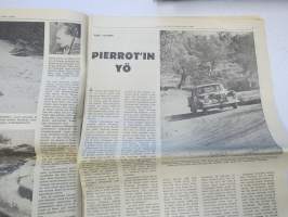 Vauhdin Maailma 1966 nr 1, sis. mm. seur. artikkelit / kuvat / mainokset; Monte Carlon rallin ja sen valokiista - eli miksi Timon ja Raunon ajo hylättiin,