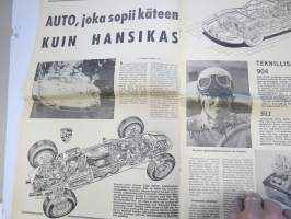 Vauhdin maailma 1965 nr 3, Jääsota Fiat Abarth / Leo Kinnunen, Pekka Keskitalo, Hankiralli, Ford voitti Daytonan, Porsche 904 &amp; 911, FK Mikroautot, Olle Bromark...