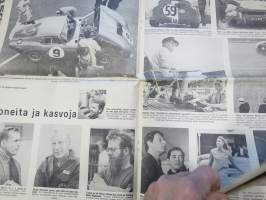 Vauhdin maailma 1965 nr 6, sis. mm. seur. artikkelit / kuvat / mainokset; Clark - Chapman - Ford - Indyn kolme suurta, Jouko Valli, Moottorirata Turkuun...