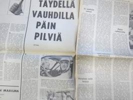 Vauhdin maailma 1965 nr 7, sis. mm. seur. artikkelit / kuvat / mainokset; Hullun hommaa - Timo Mäkinen &amp; Pekka Keskitalo, Coupe des Alpes, Alppiralli, Jim Clark,