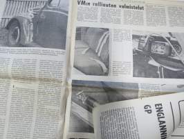 Vauhdin maailma 1965 nr 7, sis. mm. seur. artikkelit / kuvat / mainokset; Hullun hommaa - Timo Mäkinen &amp; Pekka Keskitalo, Coupe des Alpes, Alppiralli, Jim Clark,