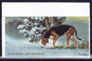 Filatelia - Ahvenanmaa - Åländska jakthundar - Ahvenanmaalaisia metsästyskoiria ** postituore vihko ÅV26 (2015). Postitusarvo Ahvenanmaalla  on 3,80€ x 9= 34,20€!!