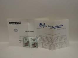 2 x vakuutusyhtiö Auran tiedotetta + 2 Auran postimerkkiä