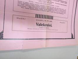 Elokuvateatteri Fennia (Pori?) - Punanen ässä + Charlie Chaplin-filmi Valekreivi -mykkäfilmi 1920 -elokuvajuliste