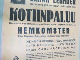 Kotiinpaluu - Zarah Leander 1941 -elokuvajuliste