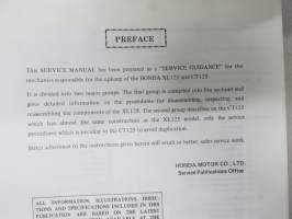 Honda XL 125 / CT 125 Shop Manual -korjaamokirja englanniksi