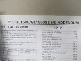 Honda Goldwing GL 1500, SE -M,N,W Shop Manual Appendix 3 separate books -korjaamokirjojen lisäosia 3 kpl englanniksi