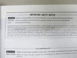 Honda NX250 Shop Manual -korjaamokirja englanniksi