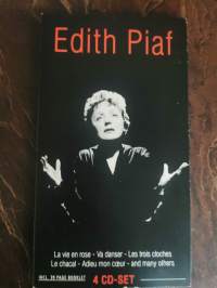 Edith Piaf cd-kokoelma (4 levyä). 87 laulua ( La vie en rose ym.). 20 s. vihkonen (kielet: saksa ja englanti)