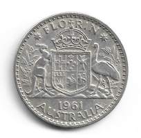 Australia 1 Florin Elisabet II 1961 - ulkomainen kolikko hopeaa