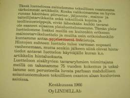 Lindell Teknillinen osasto yleisluettelo 1966