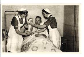 Puolustusvoimain TK - kuva   - sotilaspostikortti  lotta postikortti - kulkematon leima Lotta-Svärd Vehmaa