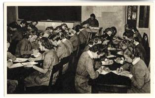 Puolustusvoimain TK - kuva   - sotilaspostikortti  lotta postikortti - kulkematon leima Lotta-Svärd Vehmaa