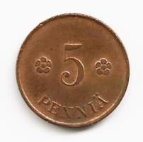 5 penniä  1919  kolikko