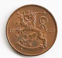 5 penniä  1920 kolikko