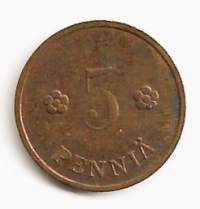 5 penniä  1937 kolikko