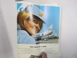 SAS Timetable Worldwide April 1-Oct. 3, 1970 -lentoyhtiön aikataulu