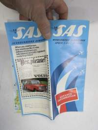 SAS Timetable Worldwide April 1-Oct. 3, 1970 -lentoyhtiön aikataulu