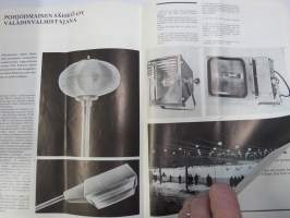 Airam Valo 1969 nr 3 -sähkö- ja valaistusalan asiakaslehti tukku- ja vähittäiskauppiaille, artikkeli mm. Tapiolan valoisa iltamaisema, Wirkkala kristallilamppumainos