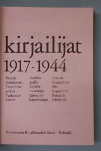 Suomen kirjailijat 1917–1944. (Matrikkelit, hakuteokset, kirja-ala, pienoiselämäkerrat, teosluettelo )