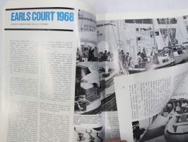 Purje ja moottori 1968 nr 2, Pikkuveneellä Euroopan kanaville, Navigointi satelliittitasolle, Earls Court näyttely, Borstö, Glastron-veneet, Meridieselit alle 500 hv
