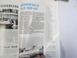 Purje ja moottori 1968 nr 2, Pikkuveneellä Euroopan kanaville, Navigointi satelliittitasolle, Earls Court näyttely, Borstö, Glastron-veneet, Meridieselit alle 500 hv
