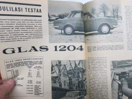 Tuulilasi 1964 nr 4, Yllättävä tutkimus, autojen värin  vaikutuksesta kolarialttiuteen, Monte Carlon raharalli, Rengas repeää, Glas 1204, Koeajo mm. Ford Mustang, ym