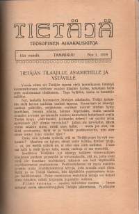 Tietäjä  -Teosofinen aikakauskirja 1-12 1919 sekä 1-10 1920