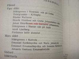 Förfädrens minne 1500-1900 - Genealogica nr 3-5, Korpo &amp; Houtskär - Blasius / Blasiison, Adolf Lindberg - Armas Launis kirjoittaa suvustaan