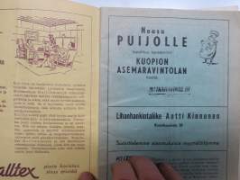 Puijon Miljoona-ajot 16.9.1951 -käsiohjelma + harvinainen "Autojen moottoripyörien erikoismaaäykset" eli kilpailusäännöt (vain talleille / kuljettajille tarkoitetut)