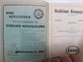 Puijon Miljoona-ajot 16.9.1951 -käsiohjelma + harvinainen "Autojen moottoripyörien erikoismaaäykset" eli kilpailusäännöt (vain talleille / kuljettajille tarkoitetut)