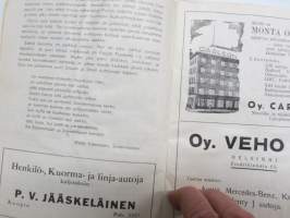 Puijon Miljoona-ajot 16.9.1951 -käsiohjelma + harvinainen "Autojen moottoripyörien erikoismaaäykset" eli kilpailusäännöt (vain talleille / kuljettajille tarkoitetut)
