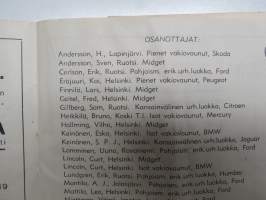 Puijon Miljoona-ajot 16.9.1951 -käsiohjelma + harvinainen "Autojen moottoripyörien erikoismaaäykset" eli kilpailusäännöt (vain talleille / kuljettajille tarkoitetut)