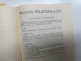 Puijon Miljoona-ajot 16.9.1951 -käsiohjelma + harvinainen "Autojen moottoripyörien erikoismaaäykset" eli kilpailusäännöt (vain talleille / kuljettajille tarkoitetut)