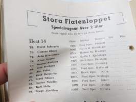 Flatenloppet 1950 -käsiohjelma, mm. suomalainen Evert Saloranta Ford V8 -vaunullaan osallistujana